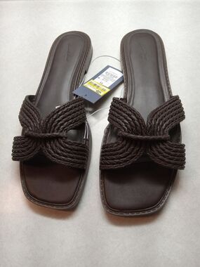 Universal Thread Braided Slide Sandals in Dark Brown